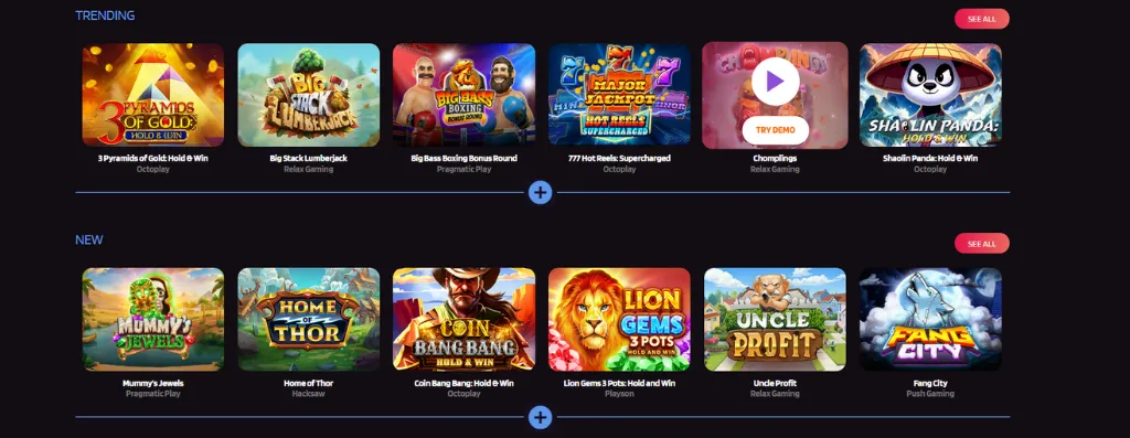 Trivela Bet Casino review of new and trending games.