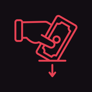 Hand inserting cash into a slot.