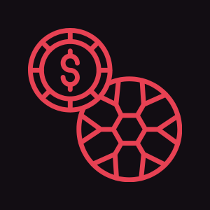 Coins and a ball symbolizing money and betting.